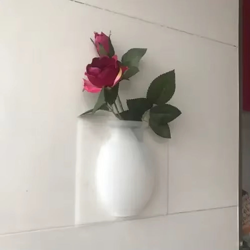 Creative Vase Soft Wall Hanging Vase Bathroom Wall Vase Refrigerator Decal Bottle Water Culture Flower Silicone Vase