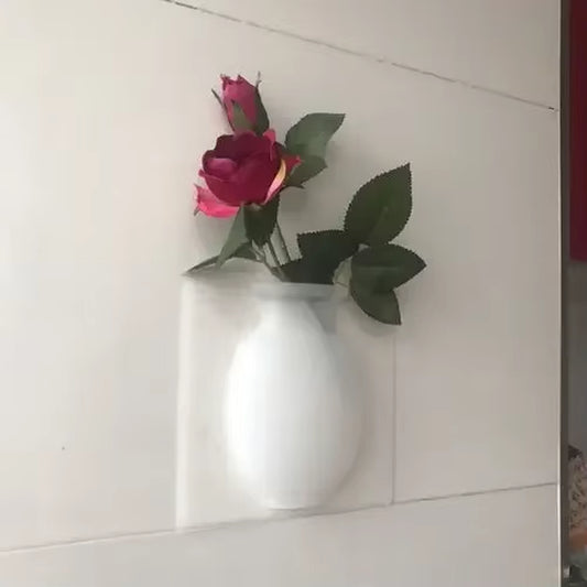 Creative Vase Soft Wall Hanging Vase Bathroom Wall Vase Refrigerator Decal Bottle Water Culture Flower Silicone Vase