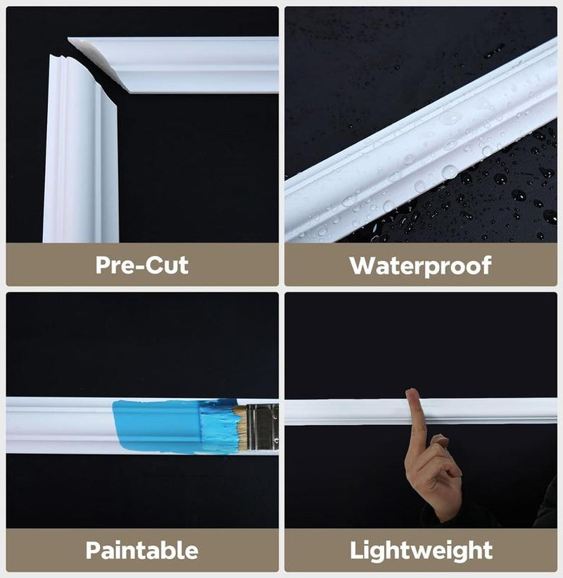 STICKGOO Pre-Cut Wall Panel Molding Set of 6 Frames – Easy-To-Assemble Wainscoting for Interior Décor, Picture Frame Style Molding for Living Room, Bedroom, and Accent Walls