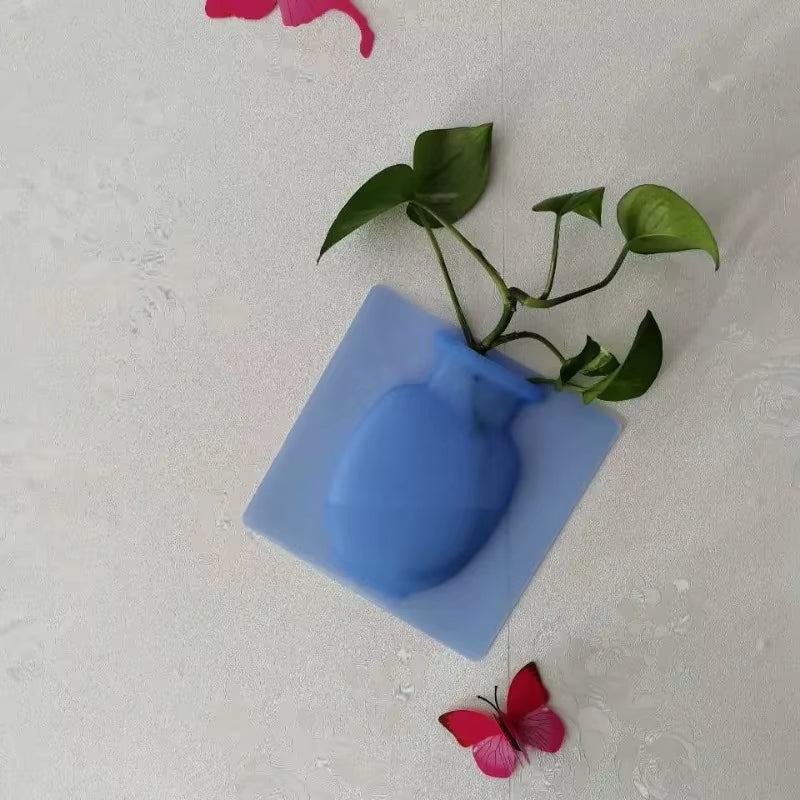 Creative Vase Soft Wall Hanging Vase Bathroom Wall Vase Refrigerator Decal Bottle Water Culture Flower Silicone Vase