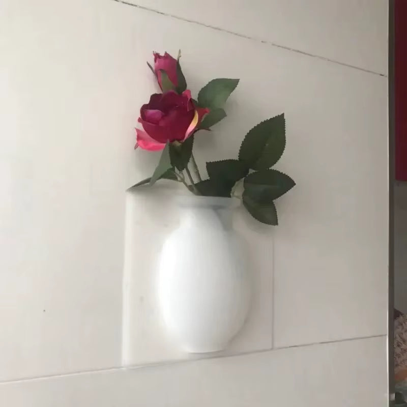 Creative Vase Soft Wall Hanging Vase Bathroom Wall Vase Refrigerator Decal Bottle Water Culture Flower Silicone Vase